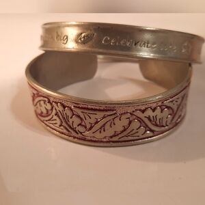 Pewter Bangle One Floral One With Logo